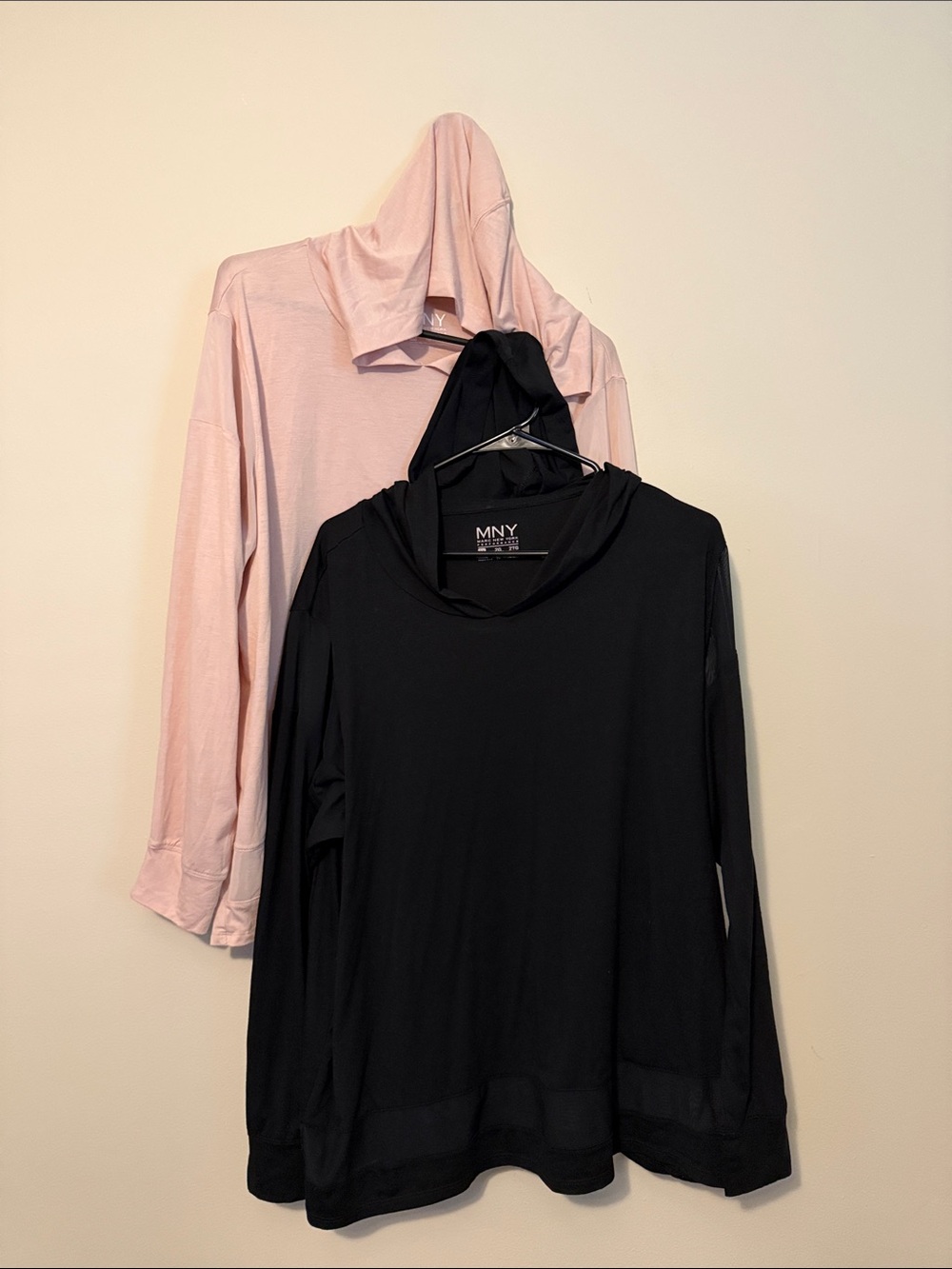 Marc New York Dual Hooded Tops - Black size 2X & Light Pink size 1X pair $15
